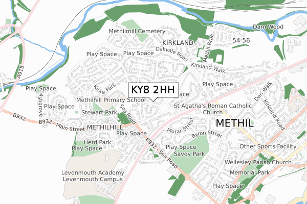 KY8 2HH map - small scale - OS Open Zoomstack (Ordnance Survey)