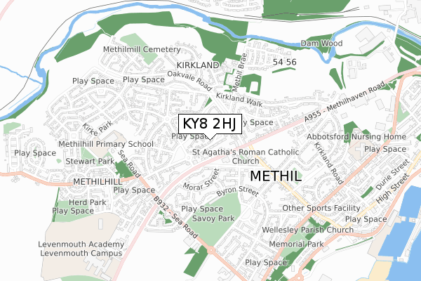 KY8 2HJ map - small scale - OS Open Zoomstack (Ordnance Survey)