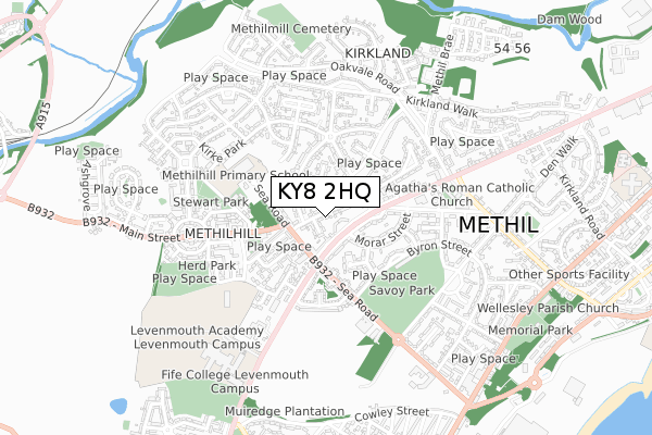 KY8 2HQ map - small scale - OS Open Zoomstack (Ordnance Survey)