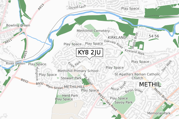 KY8 2JU map - small scale - OS Open Zoomstack (Ordnance Survey)