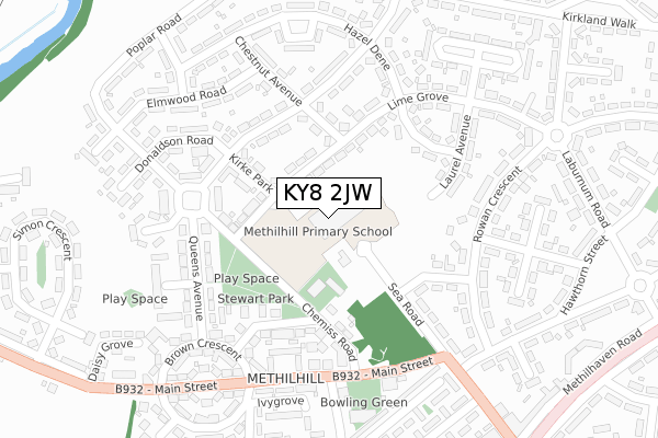 KY8 2JW map - large scale - OS Open Zoomstack (Ordnance Survey)