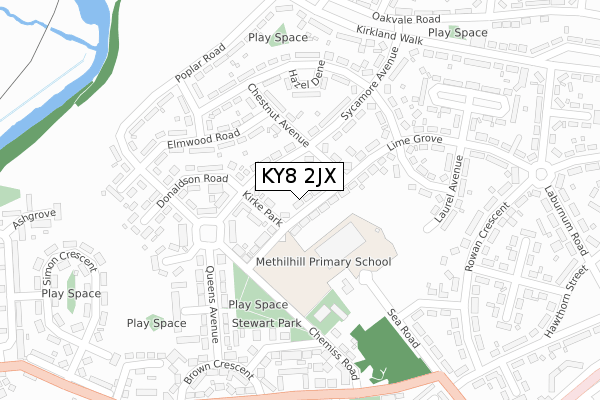 KY8 2JX map - large scale - OS Open Zoomstack (Ordnance Survey)