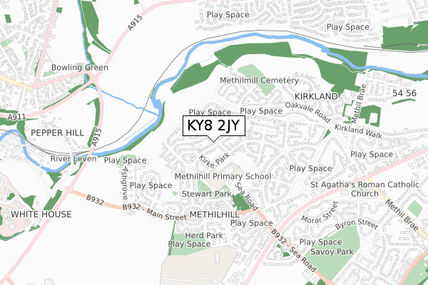 KY8 2JY map - small scale - OS Open Zoomstack (Ordnance Survey)