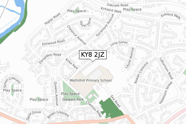 KY8 2JZ map - large scale - OS Open Zoomstack (Ordnance Survey)