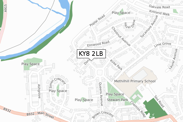 KY8 2LB map - large scale - OS Open Zoomstack (Ordnance Survey)