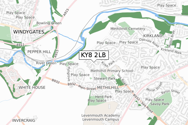 KY8 2LB map - small scale - OS Open Zoomstack (Ordnance Survey)