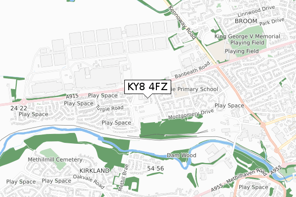 KY8 4FZ map - small scale - OS Open Zoomstack (Ordnance Survey)