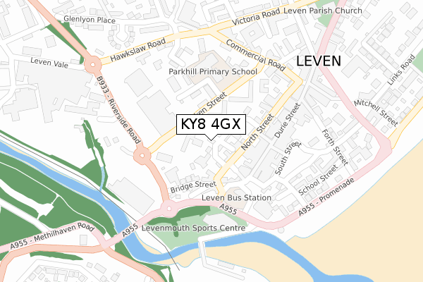 KY8 4GX map - large scale - OS Open Zoomstack (Ordnance Survey)