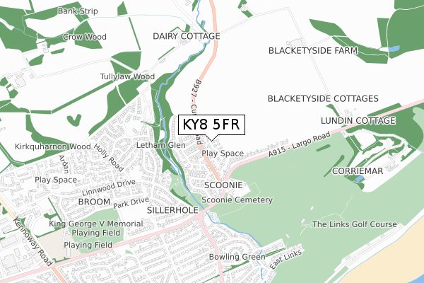 KY8 5FR map - small scale - OS Open Zoomstack (Ordnance Survey)