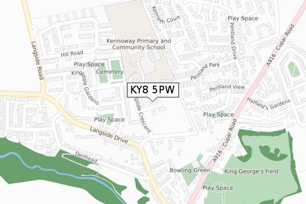 KY8 5PW map - large scale - OS Open Zoomstack (Ordnance Survey)