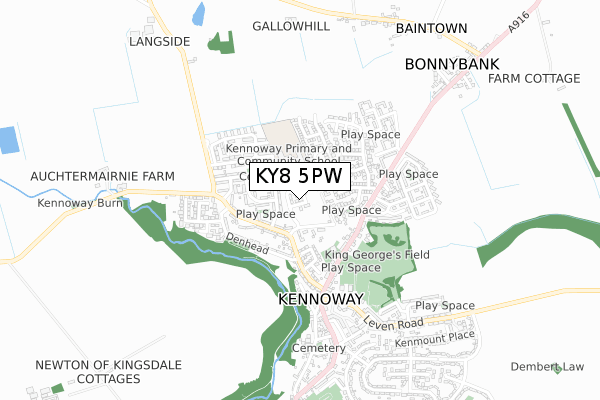 KY8 5PW map - small scale - OS Open Zoomstack (Ordnance Survey)