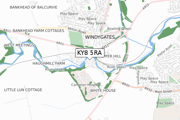 KY8 5RA map - small scale - OS Open Zoomstack (Ordnance Survey)