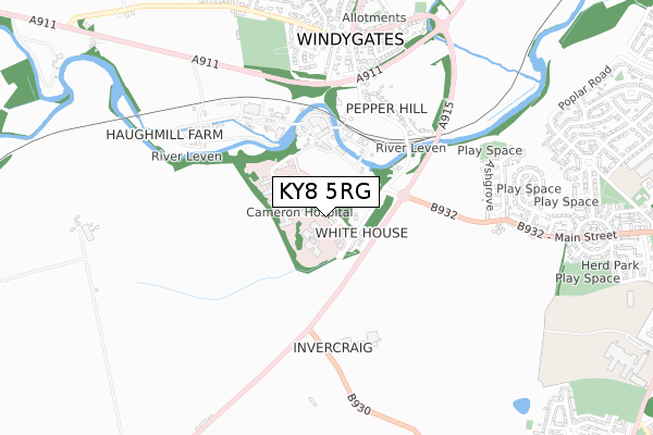 KY8 5RG map - small scale - OS Open Zoomstack (Ordnance Survey)