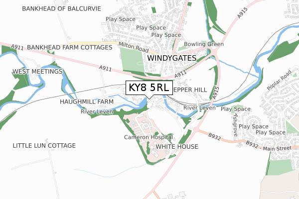 KY8 5RL map - small scale - OS Open Zoomstack (Ordnance Survey)