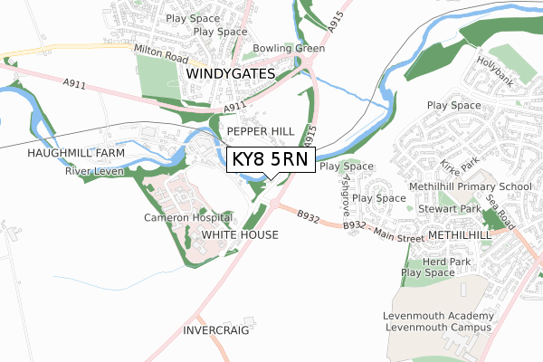 KY8 5RN map - small scale - OS Open Zoomstack (Ordnance Survey)