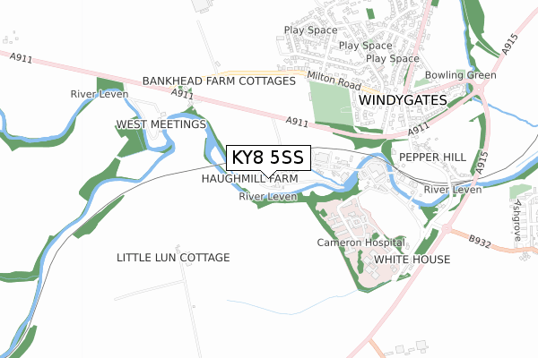 KY8 5SS map - small scale - OS Open Zoomstack (Ordnance Survey)