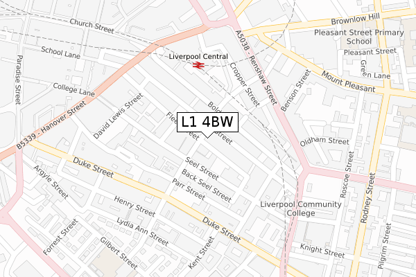 L1 4BW map - large scale - OS Open Zoomstack (Ordnance Survey)