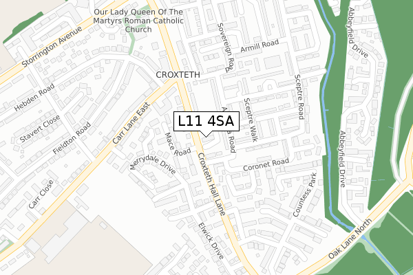 L11 4SA map - large scale - OS Open Zoomstack (Ordnance Survey)