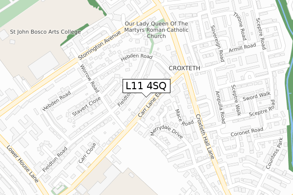 L11 4SQ map - large scale - OS Open Zoomstack (Ordnance Survey)