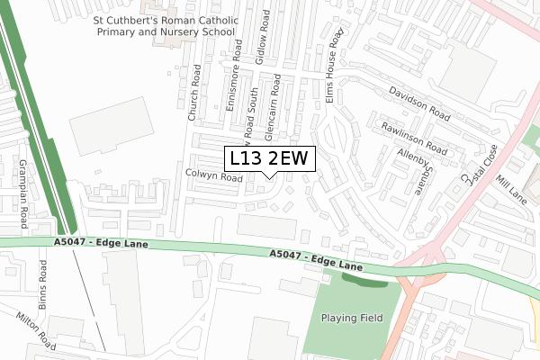 L13 2EW map - large scale - OS Open Zoomstack (Ordnance Survey)