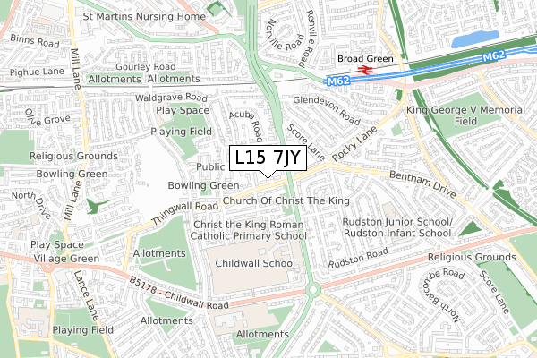 L15 7JY map - small scale - OS Open Zoomstack (Ordnance Survey)