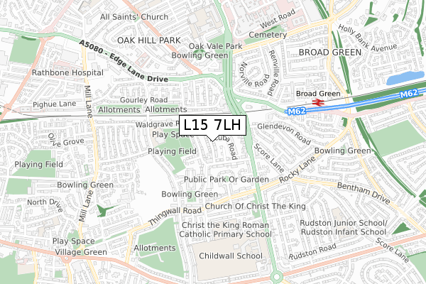 L15 7LH map - small scale - OS Open Zoomstack (Ordnance Survey)