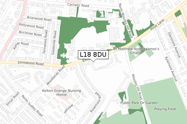 L18 8DU map - large scale - OS Open Zoomstack (Ordnance Survey)