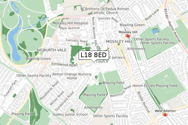 L18 8ED map - small scale - OS Open Zoomstack (Ordnance Survey)