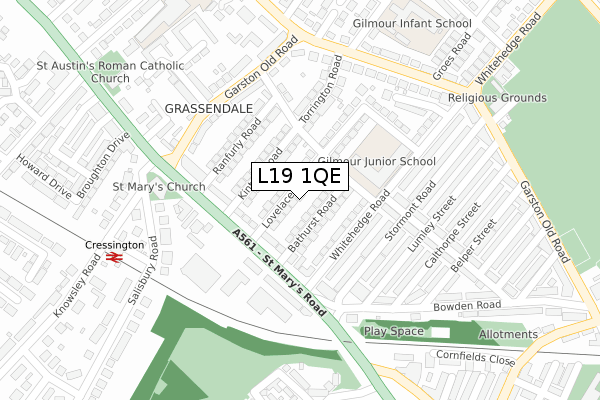 L19 1QE map - large scale - OS Open Zoomstack (Ordnance Survey)