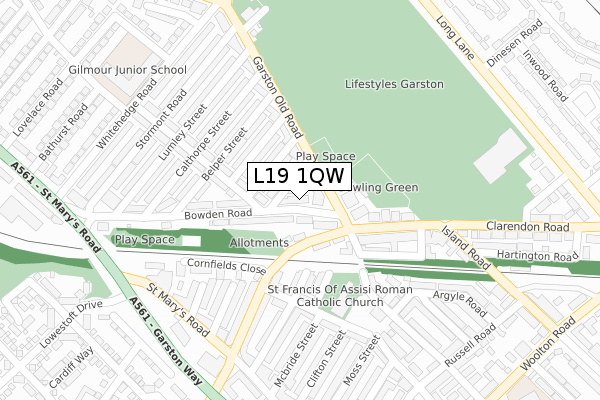 L19 1QW map - large scale - OS Open Zoomstack (Ordnance Survey)