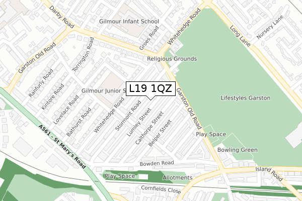 L19 1QZ map - large scale - OS Open Zoomstack (Ordnance Survey)