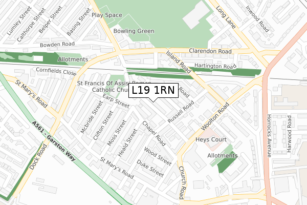 L19 1RN map - large scale - OS Open Zoomstack (Ordnance Survey)