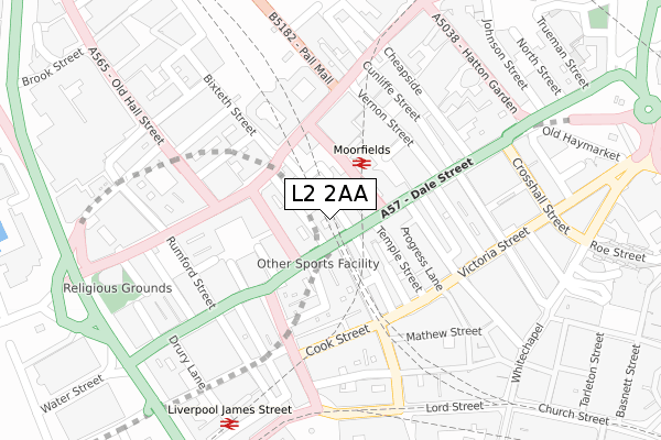 L2 2AA map - large scale - OS Open Zoomstack (Ordnance Survey)