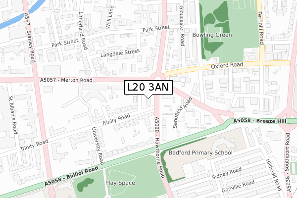 L20 3AN map - large scale - OS Open Zoomstack (Ordnance Survey)