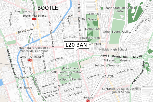 L20 3AN map - small scale - OS Open Zoomstack (Ordnance Survey)