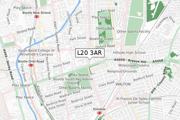 L20 3AR map - small scale - OS Open Zoomstack (Ordnance Survey)