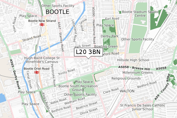 L20 3BN map - small scale - OS Open Zoomstack (Ordnance Survey)