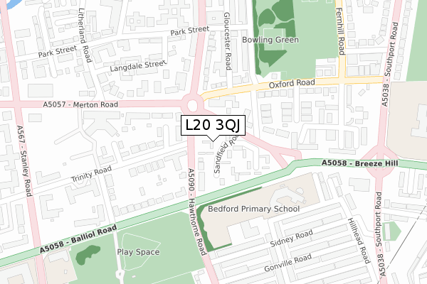 L20 3QJ map - large scale - OS Open Zoomstack (Ordnance Survey)