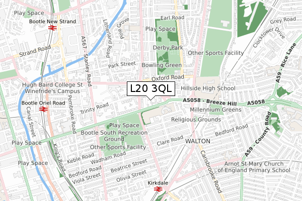 L20 3QL map - small scale - OS Open Zoomstack (Ordnance Survey)