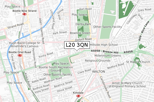 L20 3QN map - small scale - OS Open Zoomstack (Ordnance Survey)