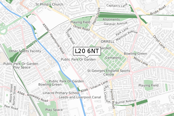 L20 6NT map - small scale - OS Open Zoomstack (Ordnance Survey)