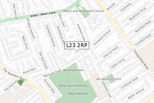 L23 2RP map - large scale - OS Open Zoomstack (Ordnance Survey)