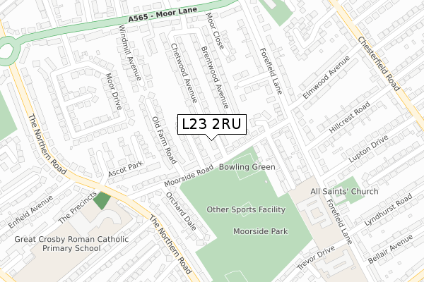 L23 2RU map - large scale - OS Open Zoomstack (Ordnance Survey)