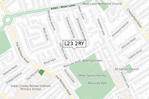 L23 2RY map - large scale - OS Open Zoomstack (Ordnance Survey)