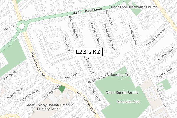 L23 2RZ map - large scale - OS Open Zoomstack (Ordnance Survey)