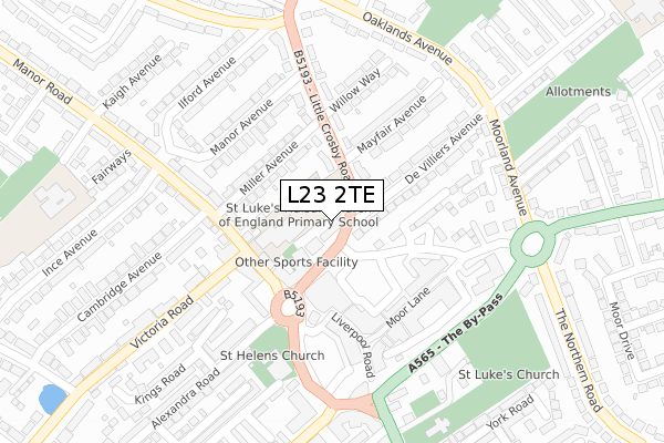 L23 2TE map - large scale - OS Open Zoomstack (Ordnance Survey)