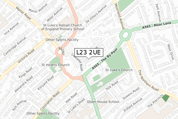 L23 2UE map - large scale - OS Open Zoomstack (Ordnance Survey)