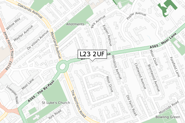 L23 2UF map - large scale - OS Open Zoomstack (Ordnance Survey)