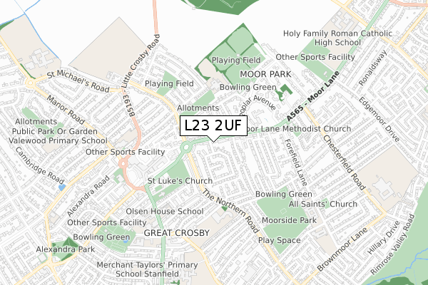 L23 2UF map - small scale - OS Open Zoomstack (Ordnance Survey)