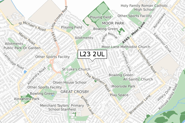 L23 2UL map - small scale - OS Open Zoomstack (Ordnance Survey)